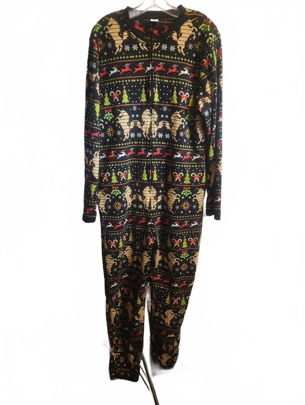 Dec. 25th Unicorn One Peice Pajama. Unisex Adult Size Small. Holiday Festive.